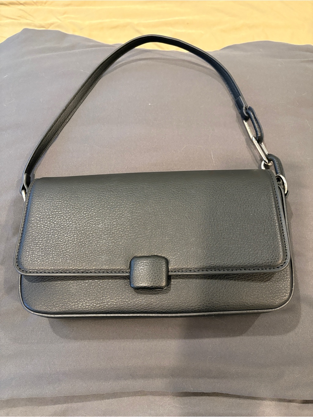 Bcbg Black Leather Shoulder Bag With Top Handle